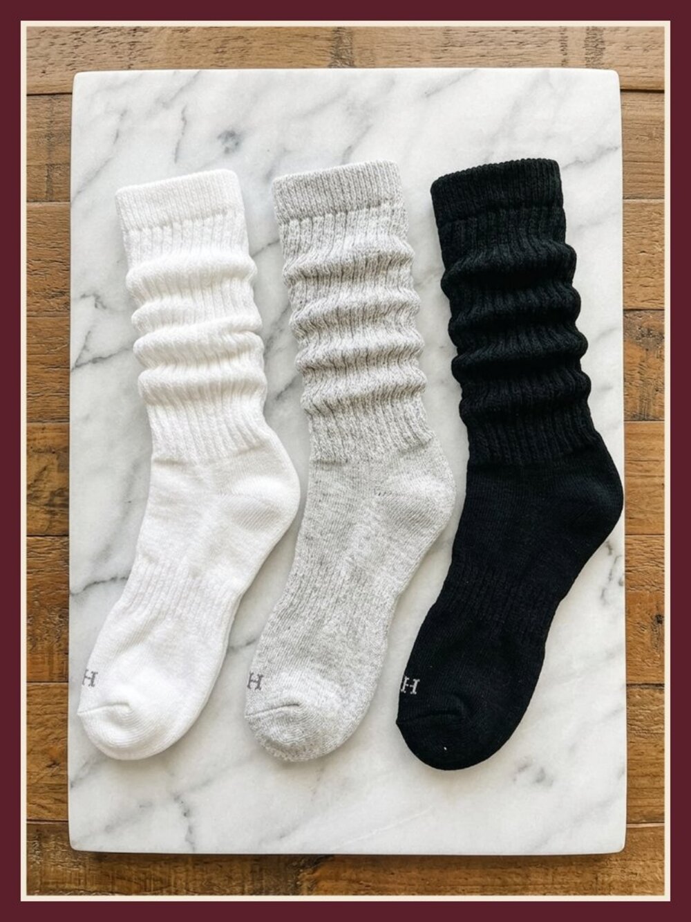 Women's Cotton Slouch Scrunch Crew Socks 3 Pair Pack Ribbed